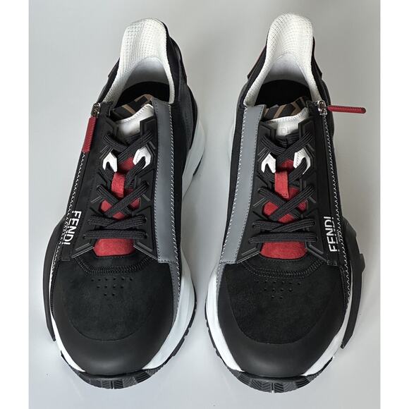 NIB $930 Fendi Flow Men\'s Leather/Fabric Sneakers Black 11 US (44 Eu) 7E1392 IT